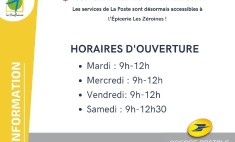 Horaires d'ouvertures de l'agence postale communale 