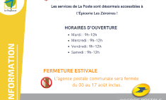 Horaires d'ouvertures de l'agence postale communale 