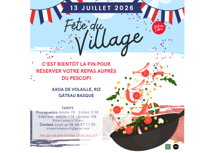 Inscription repas, f&ecirc;te du village