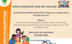 Offre d'emploi animateur, Muretain Agglo
