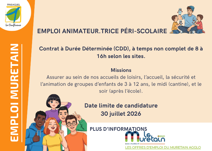Offre d'emploi animateur, Muretain Agglo